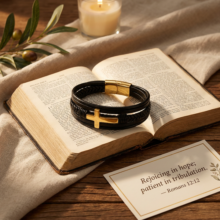 Guardian Leather Cross Bracelet