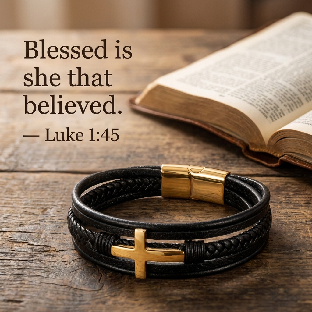Guardian Leather Cross Bracelet