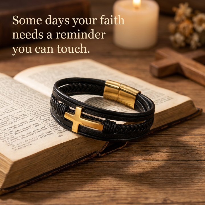 Guardian Leather Cross Bracelet