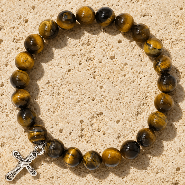 Holy Golden Stone Cross Bracelet
