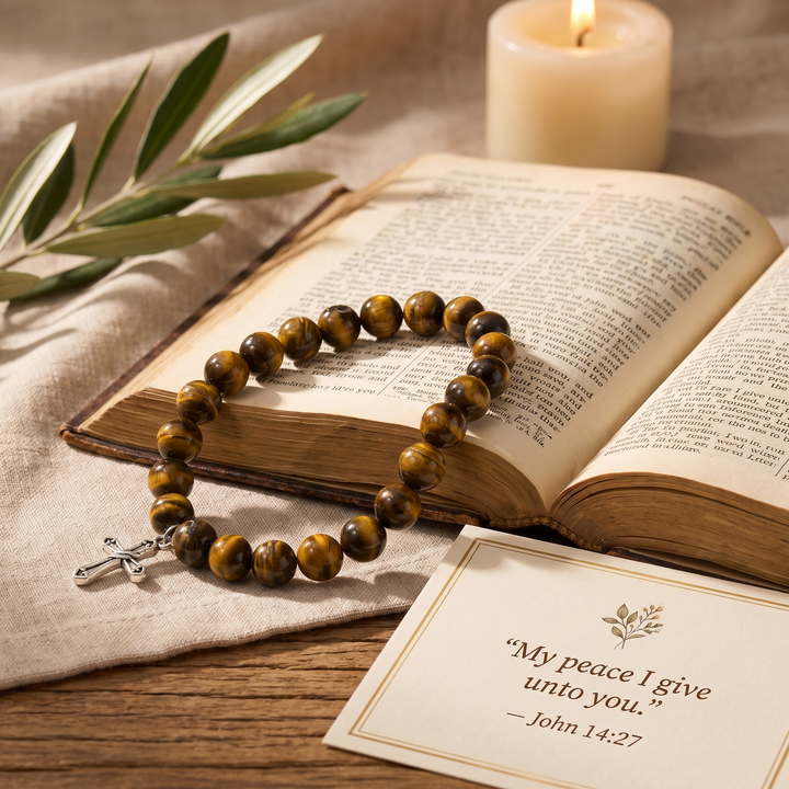 Holy Golden Stone Cross Bracelet