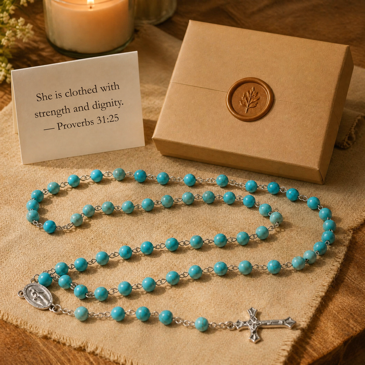Graced Cyan Alloy Rosary