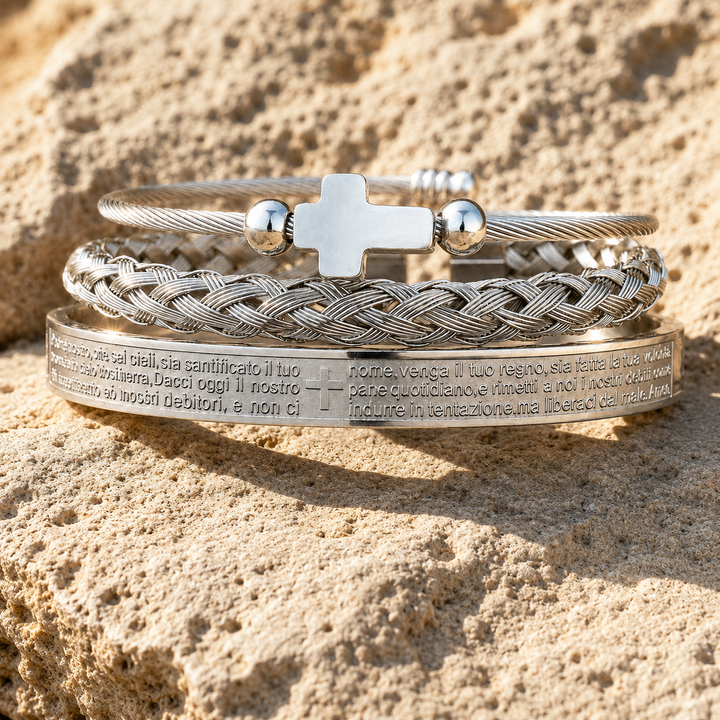 Prayer Cross Stacked Bracelet Set