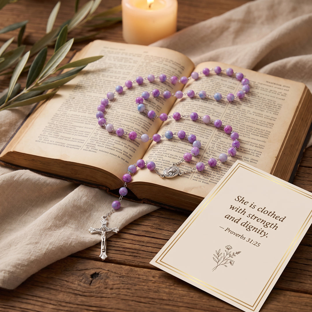 Grace Purple Glass Rosary