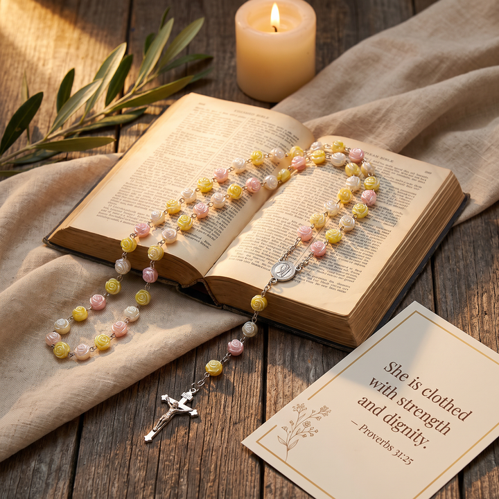Sacred Rose Bead Rosary