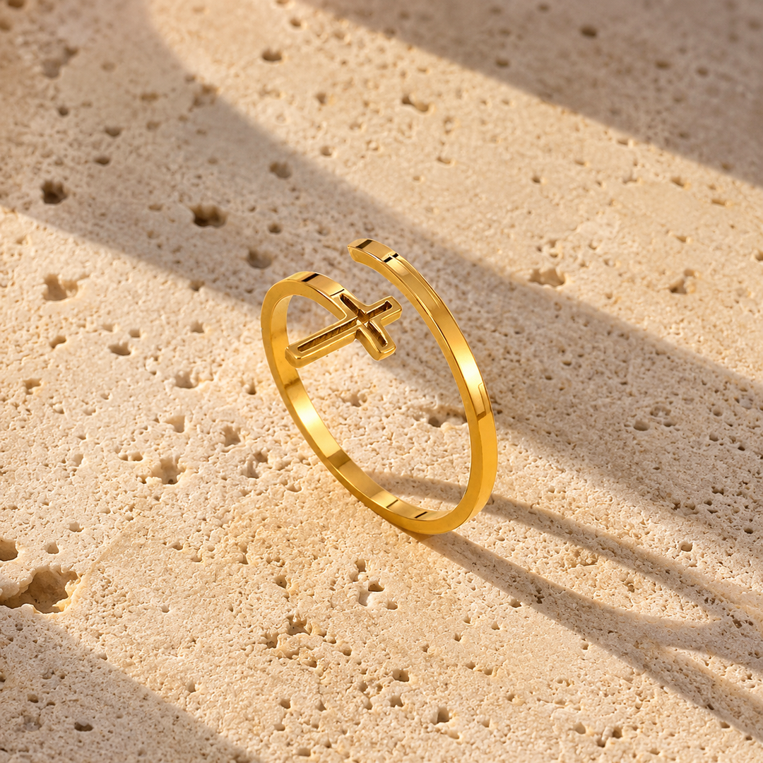 Sacred Cross Adjustable Ring