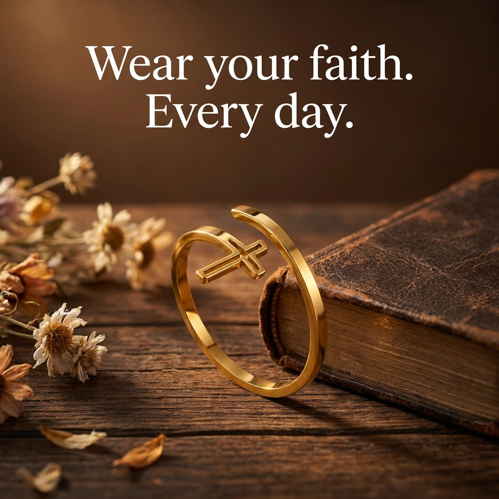 Sacred Cross Adjustable Ring