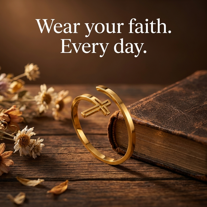 Sacred Cross Adjustable Ring