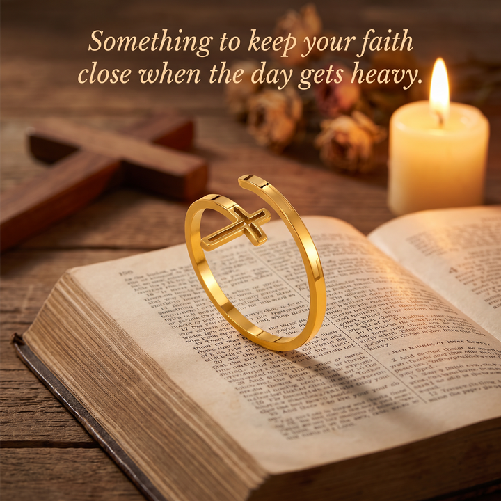 Sacred Cross Adjustable Ring