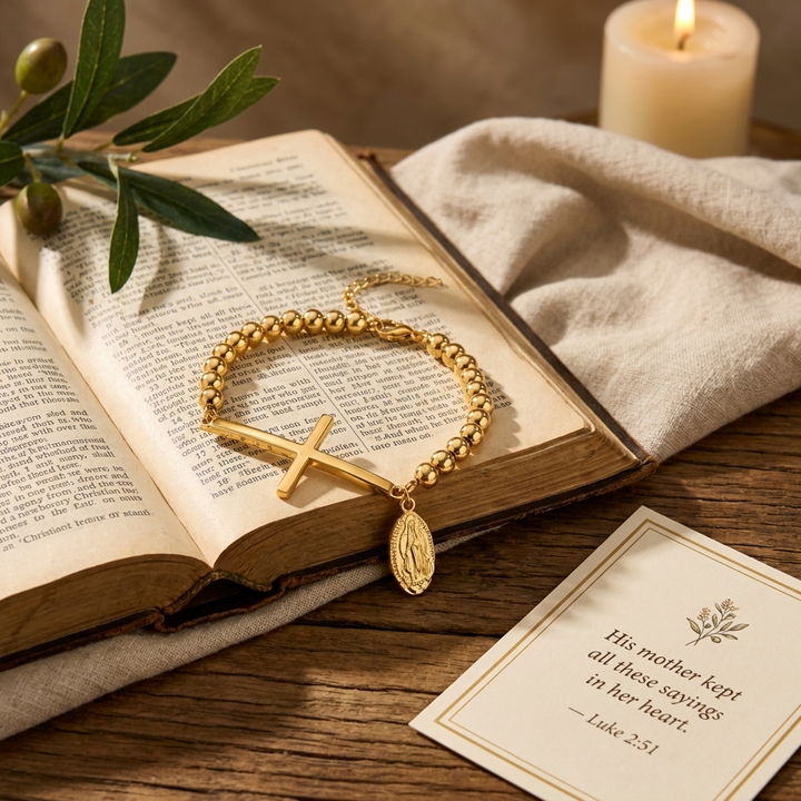 Sacred Virgin Mary Cross Bracelet