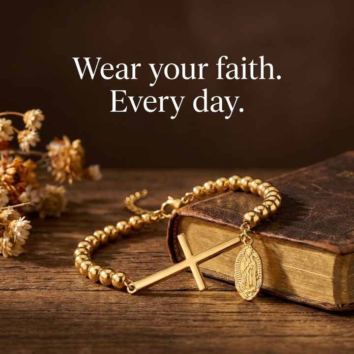 Sacred Virgin Mary Cross Bracelet