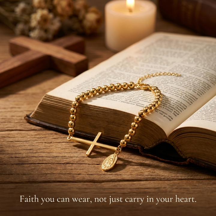 Sacred Virgin Mary Cross Bracelet