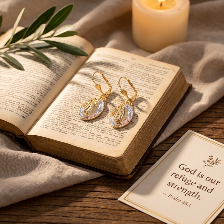 Sacred Virgin Mary Stud Earrings