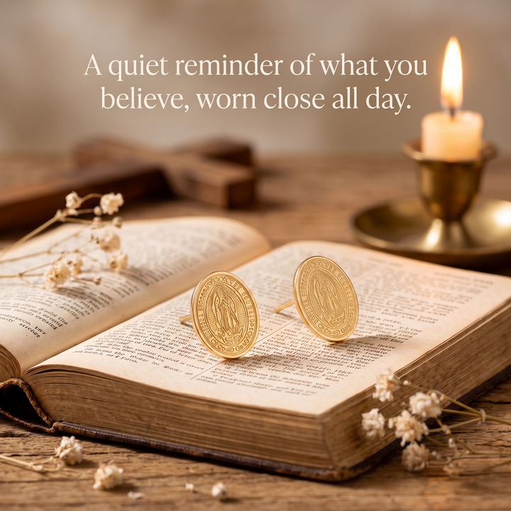 Sacred Virgin Mary Stud Earrings