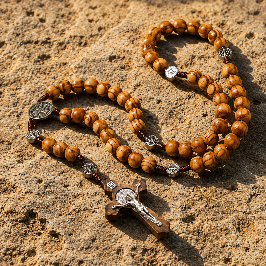 Sacred Wooden St. Benedict Rosary (BOGO)
