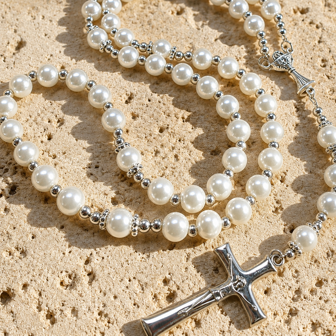 Grace White Pearl Rosary