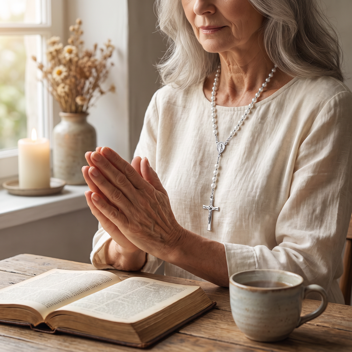 Grace White Pearl Rosary