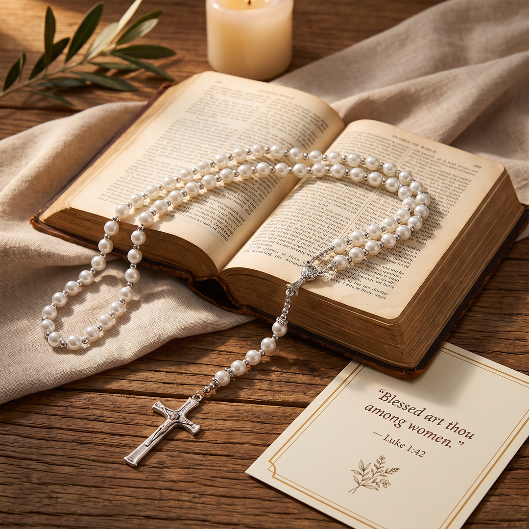 Grace White Pearl Rosary