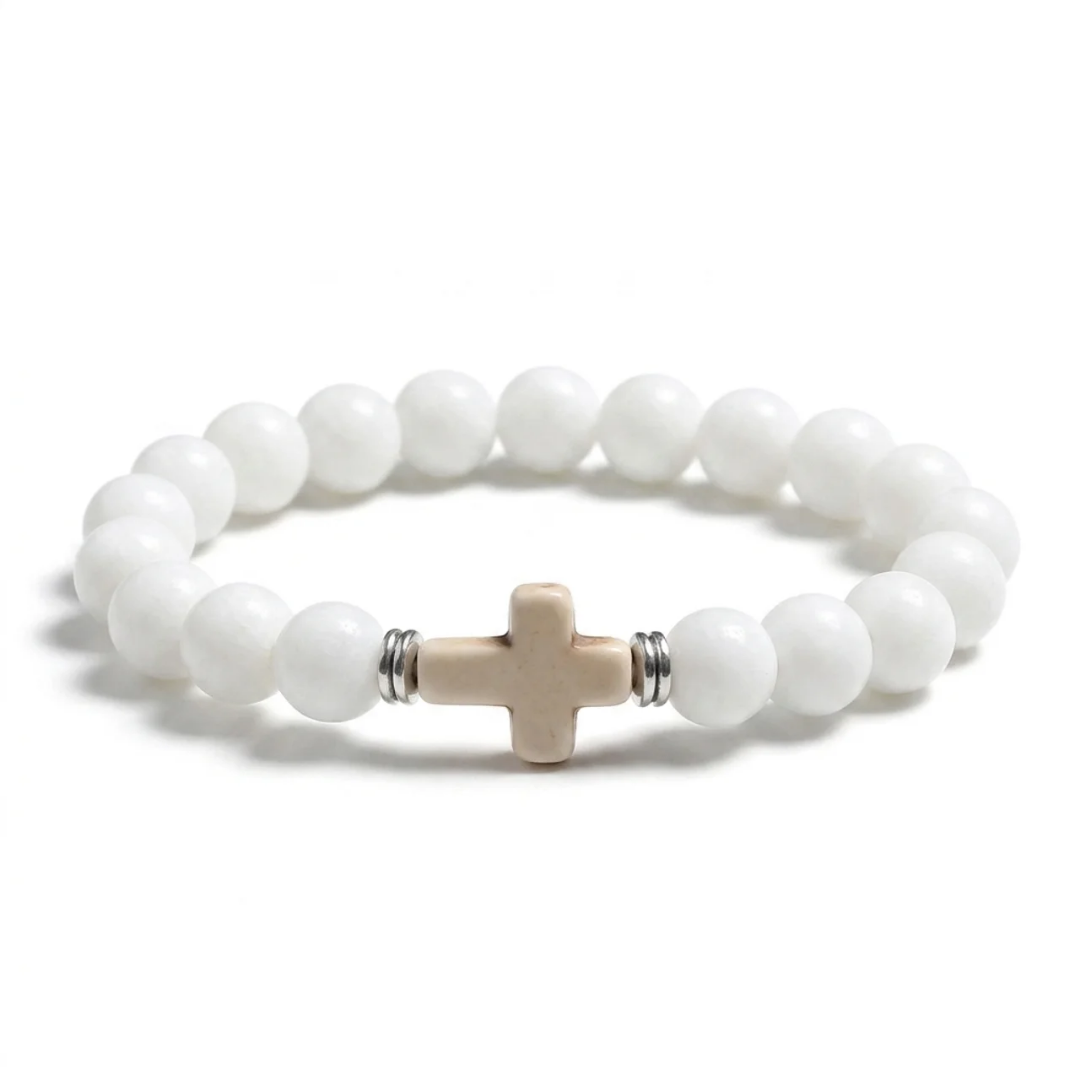 FREE TODAY: Holy White Jade Cross Bracelet