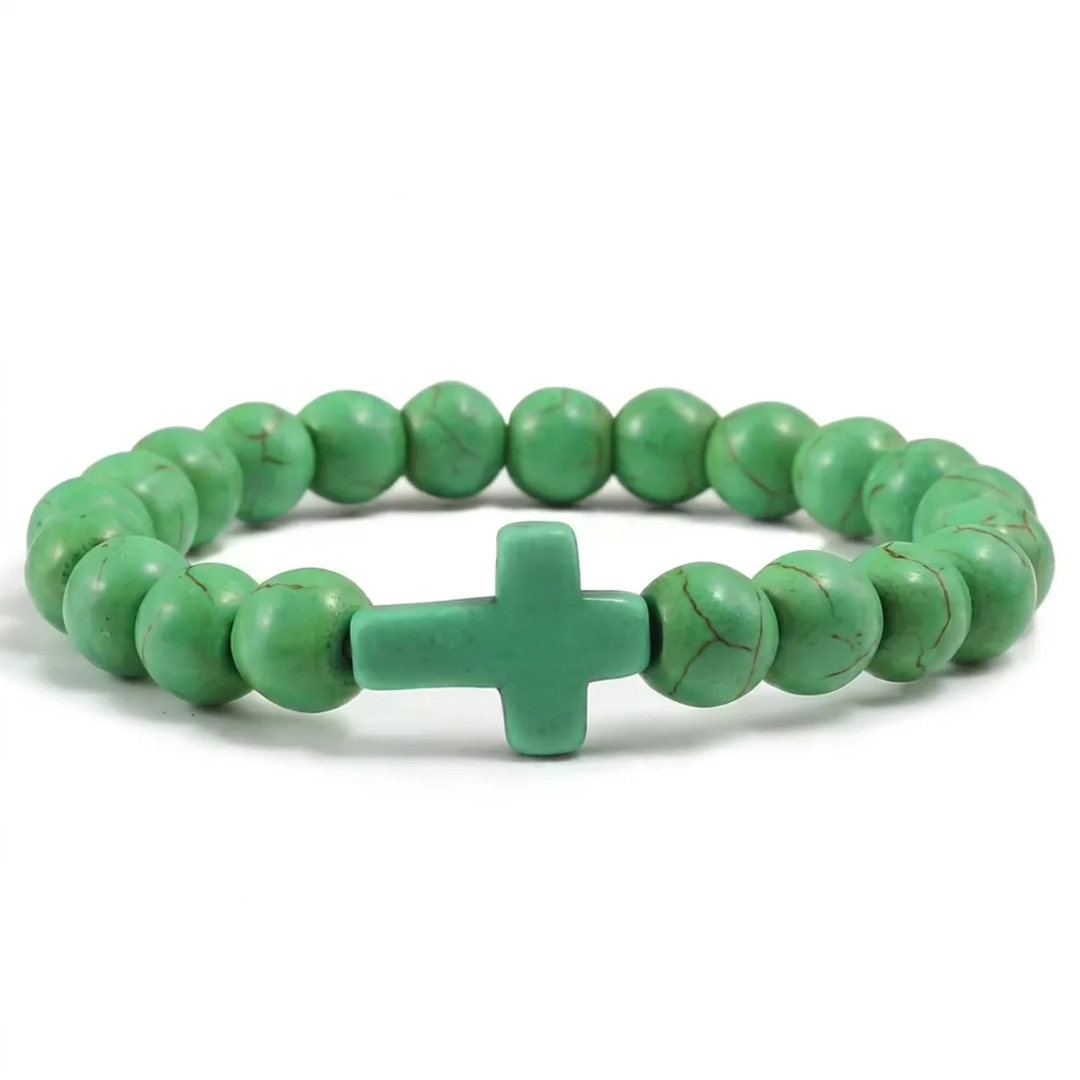 FREE TODAY: Miracle Green Turquoise Cross Bracelet