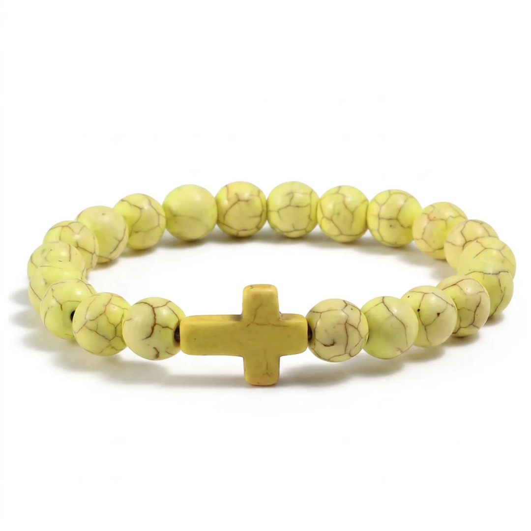 FREE TODAY: Prayer Yellow Stone Cross Bracelet