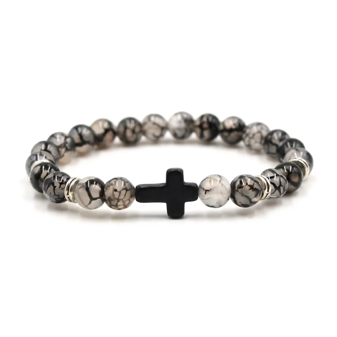 FREE TODAY: Faith Dragon Vein Agate Cross Bracelet