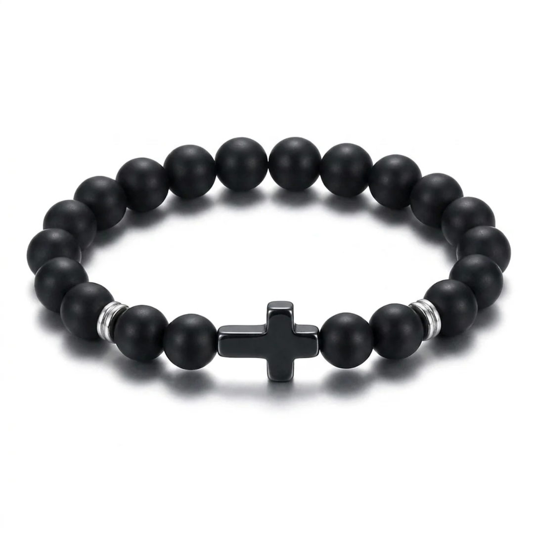 FREE TODAY: Devotion Matte Black Onyx Cross Bracelet