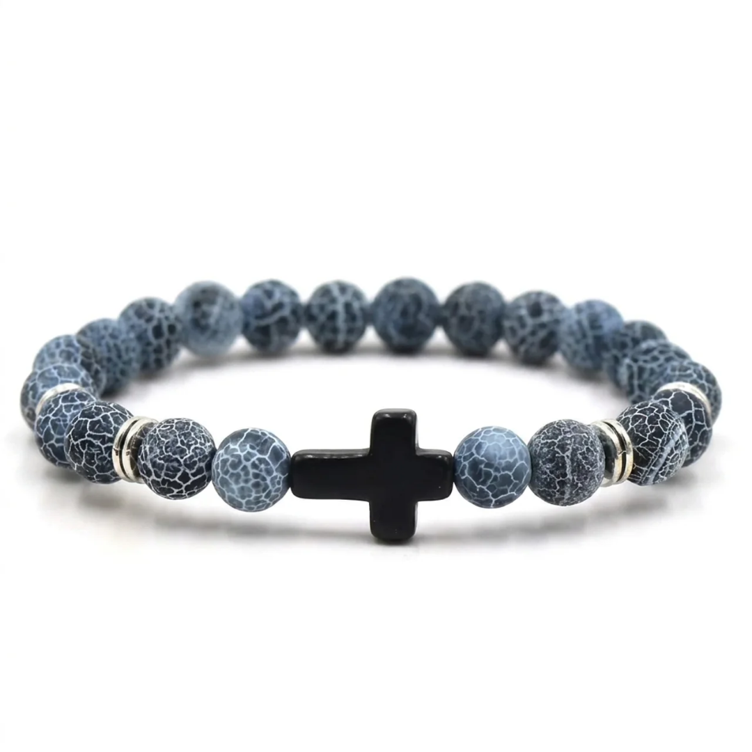 FREE TODAY: Heavenly Blue Agate Cross Bracelet