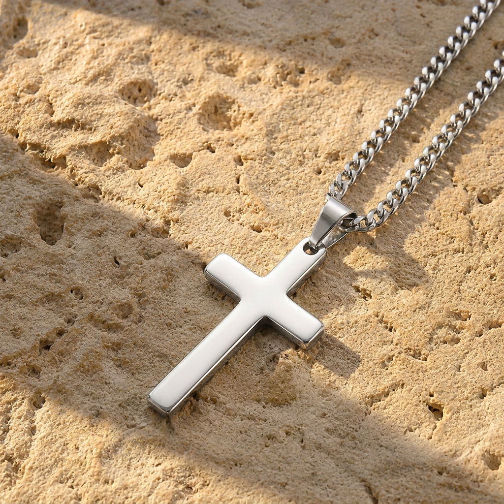 FREE TODAY: Classic Polished Cross Pendant Necklace