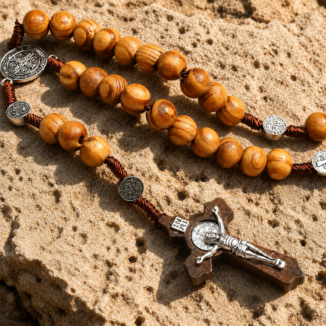 Sacred Wooden St. Benedict Rosary (BOGO)